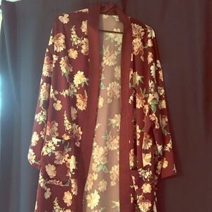 Kimono floral, satin robe